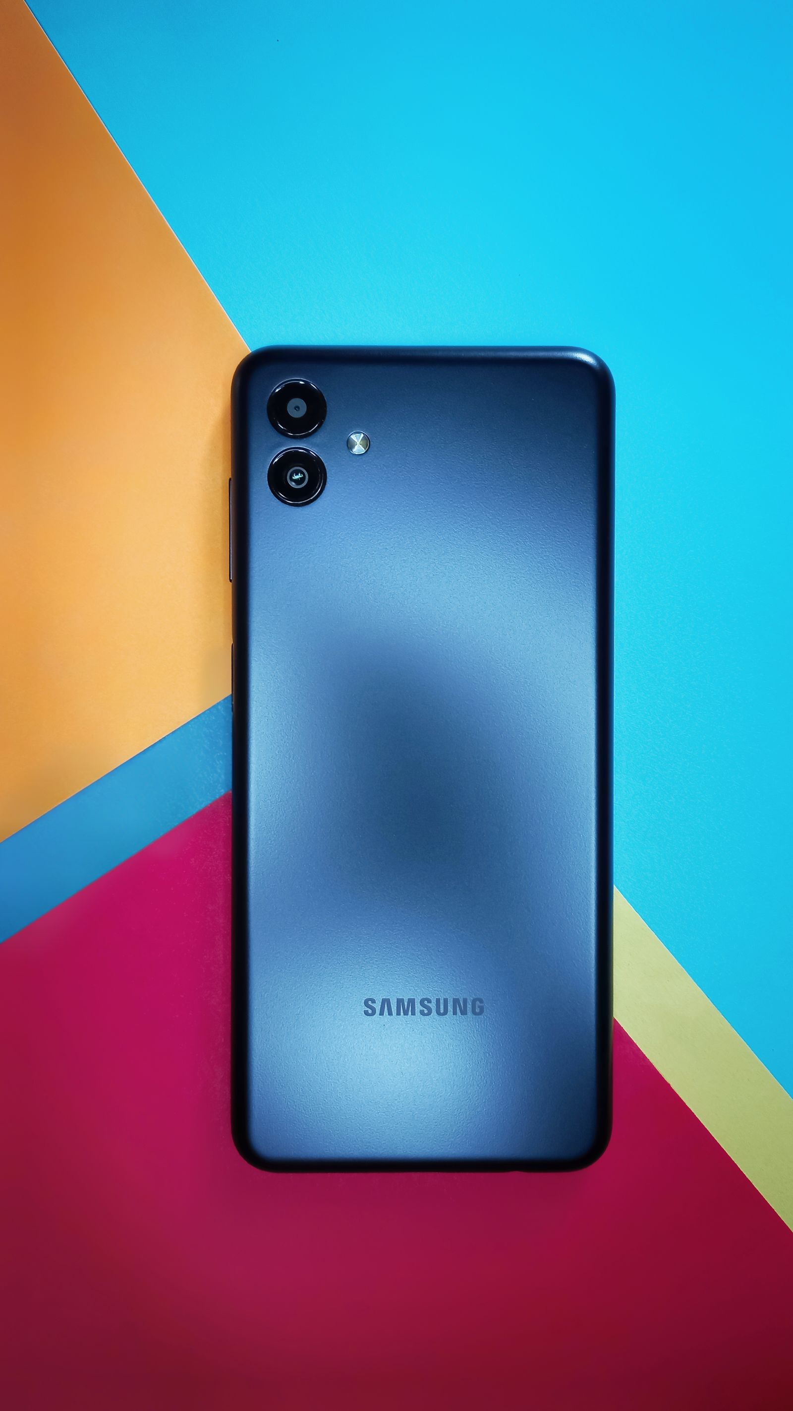 Close-up photograph of a real Samsung Galaxy smartphone